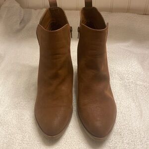 MIA Cognac Boots Women's SZ 10 with block heel, side zipper Penelope